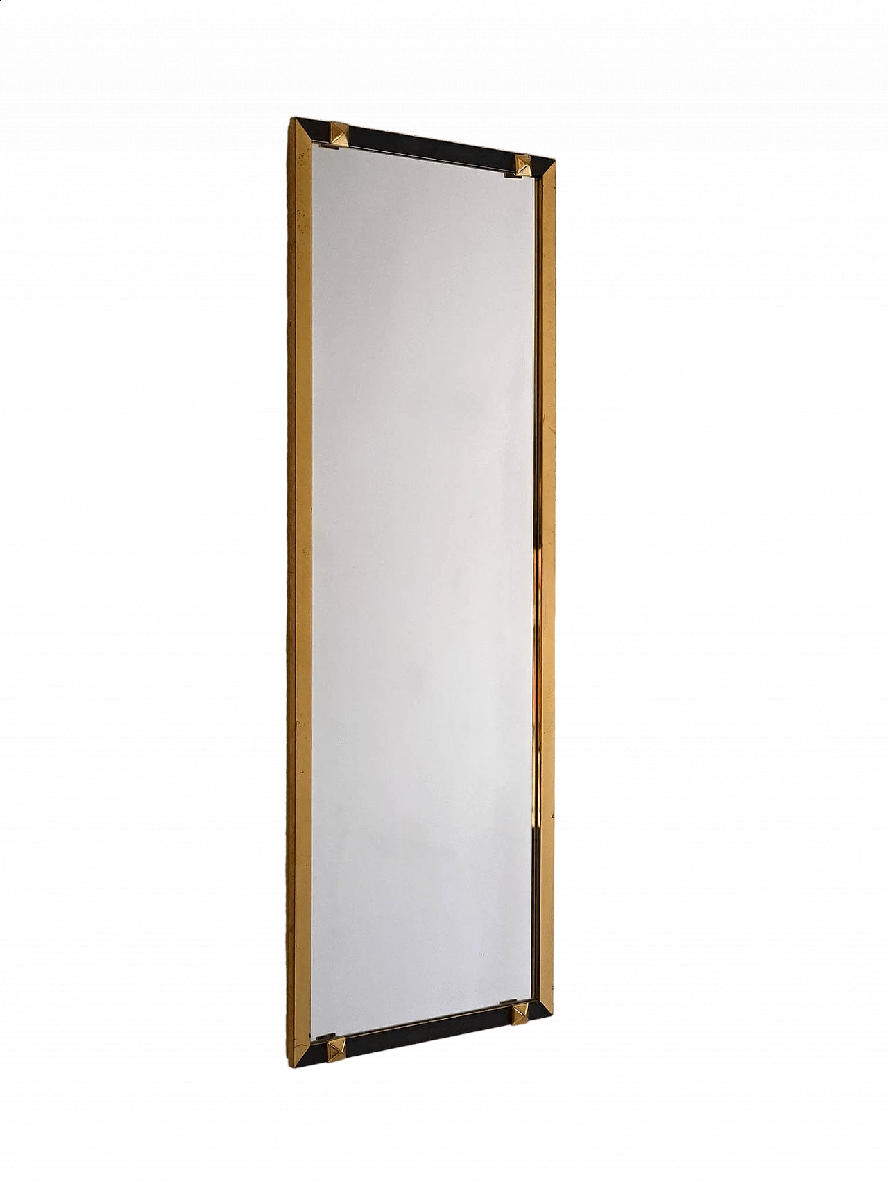 Rectangular mirror with gilded and black metal frame, 1950s 10