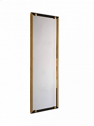 Rectangular mirror with gilded and black metal frame, 1950s