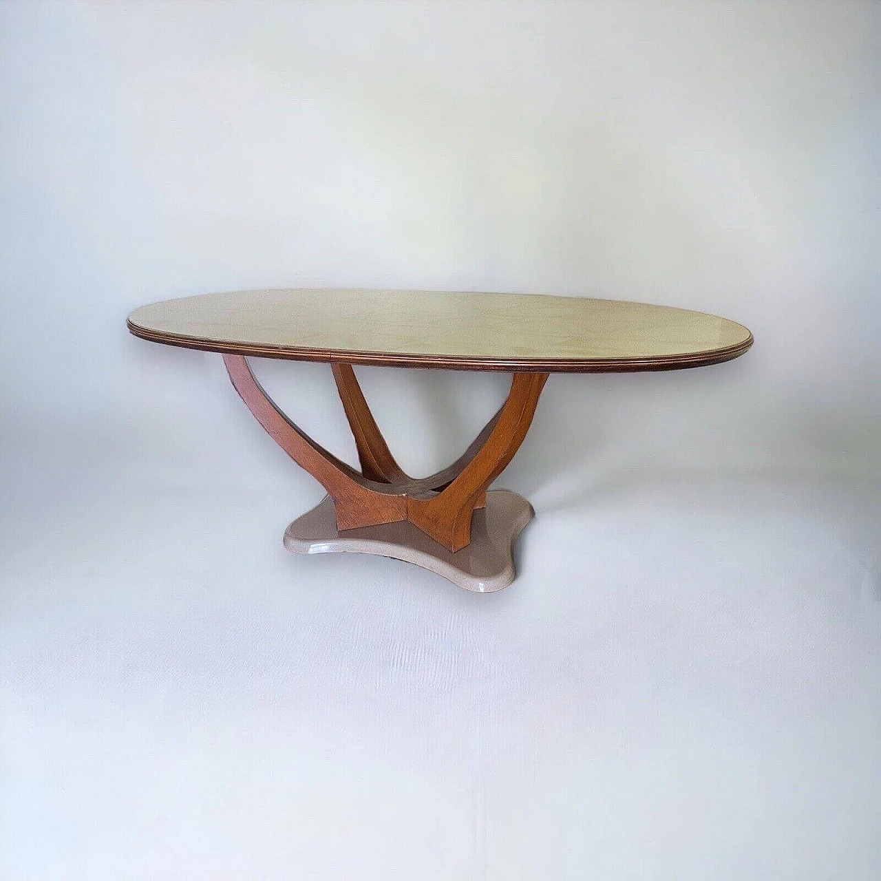 Wood, marble and marbled glass table by Vittorio Dassi, 1950s 1