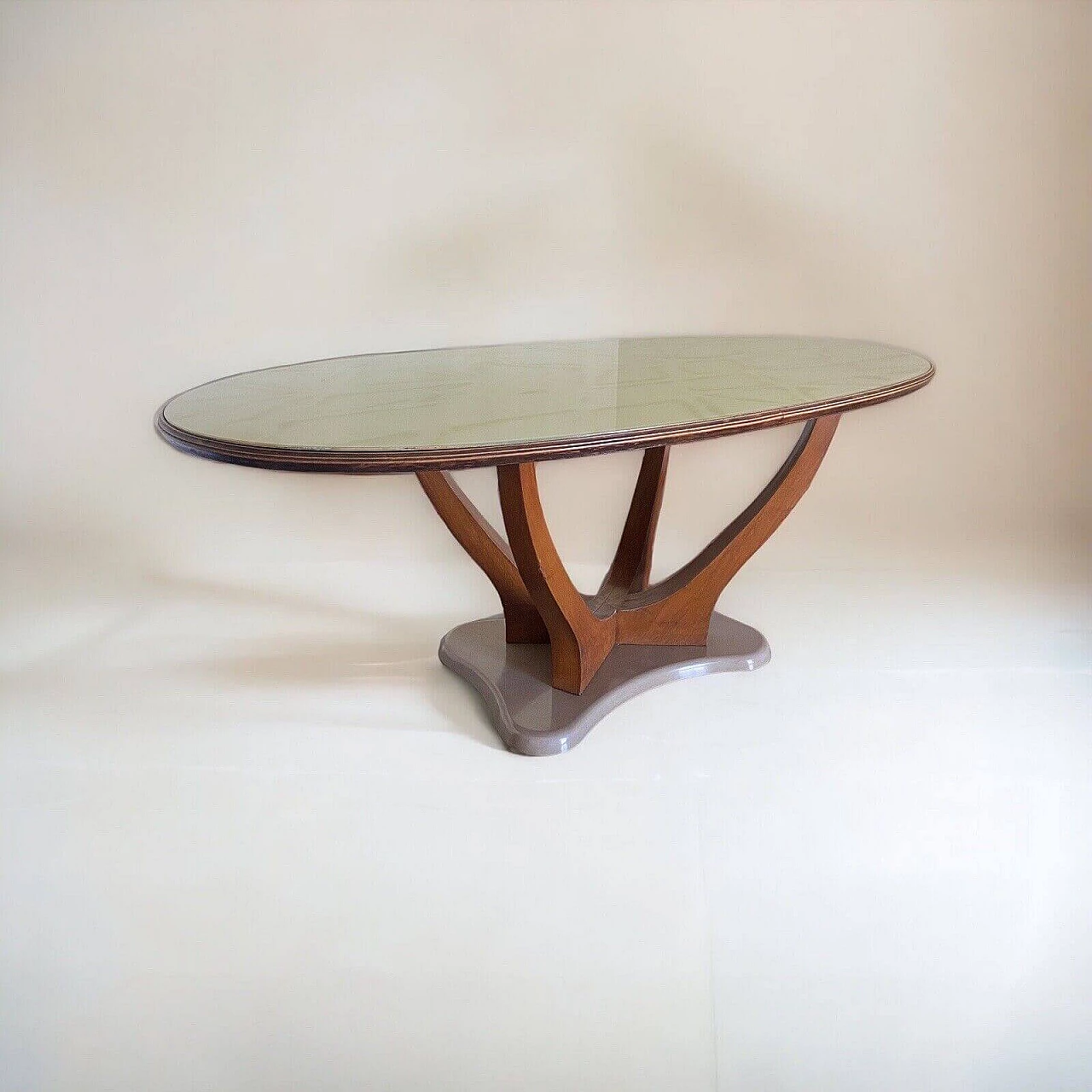 Wood, marble and marbled glass table by Vittorio Dassi, 1950s 2