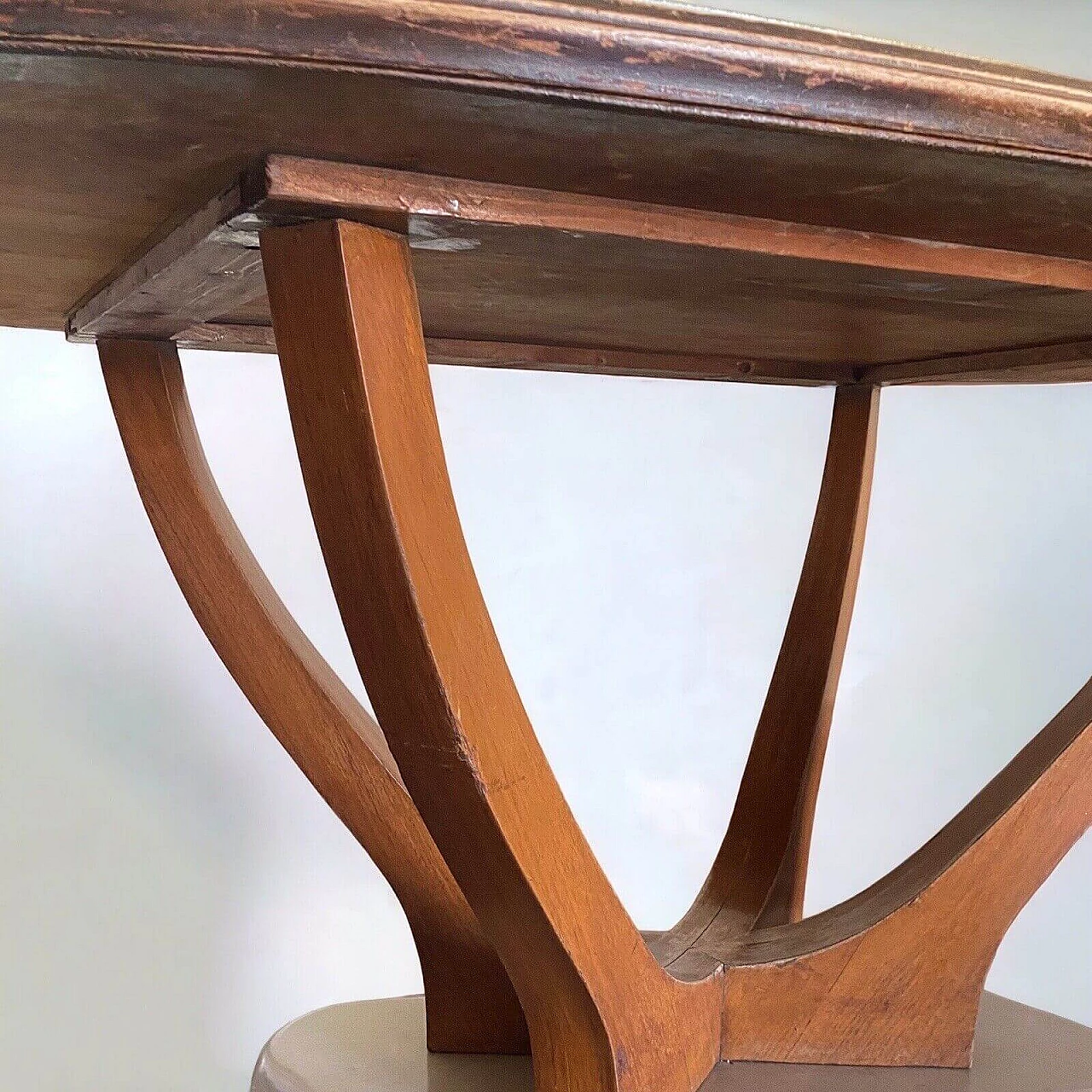 Wood, marble and marbled glass table by Vittorio Dassi, 1950s 3