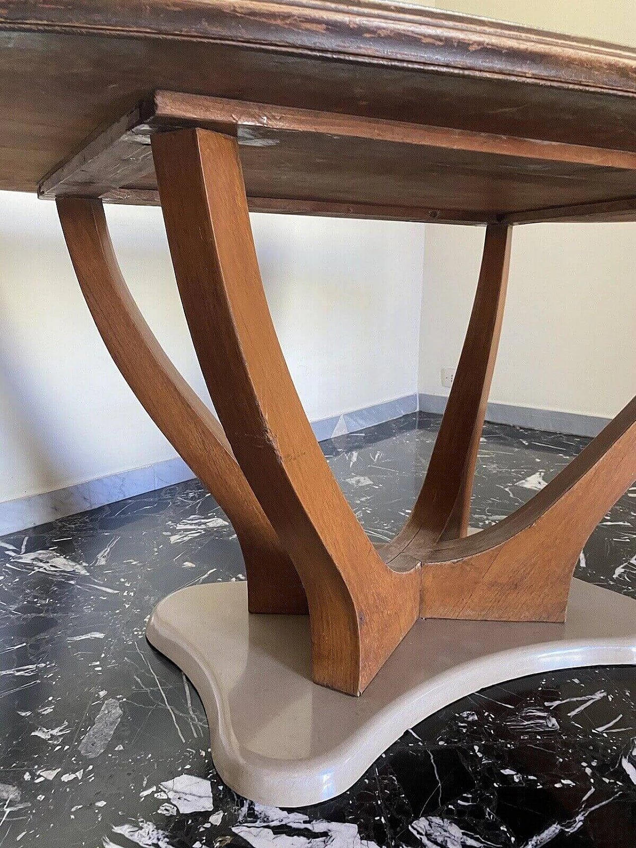 Wood, marble and marbled glass table by Vittorio Dassi, 1950s 10