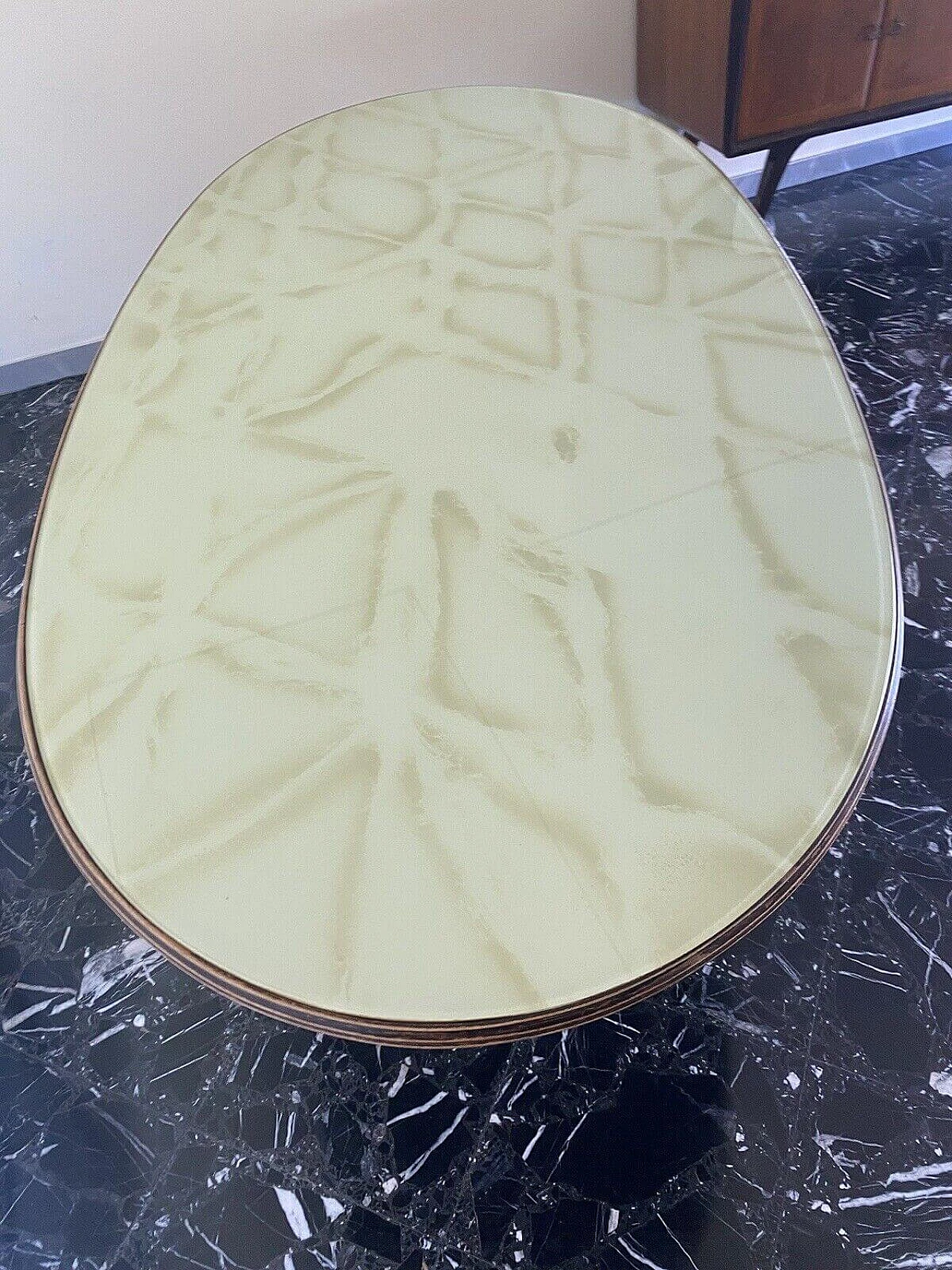 Wood, marble and marbled glass table by Vittorio Dassi, 1950s 12