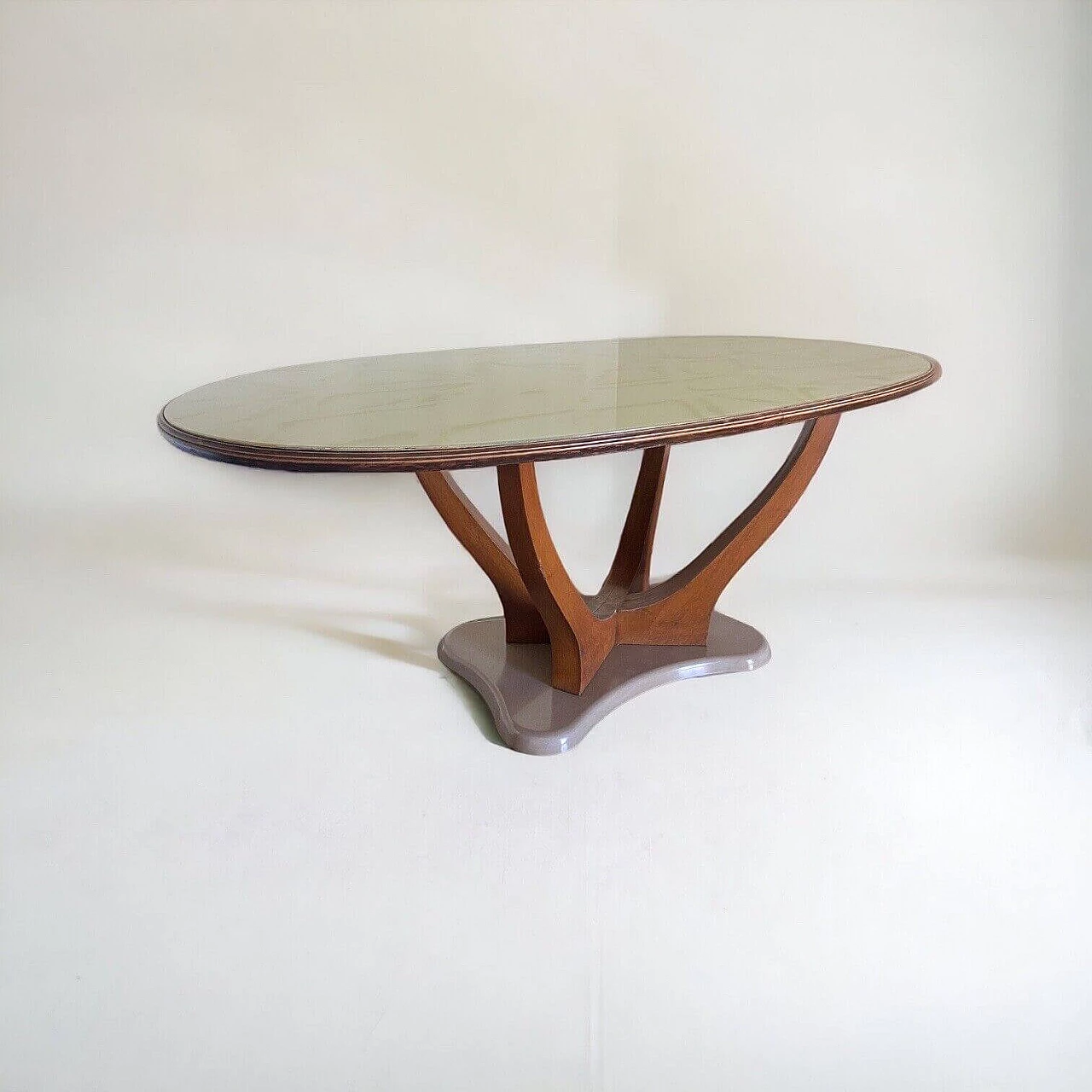 Wood, marble and marbled glass table by Vittorio Dassi, 1950s 15