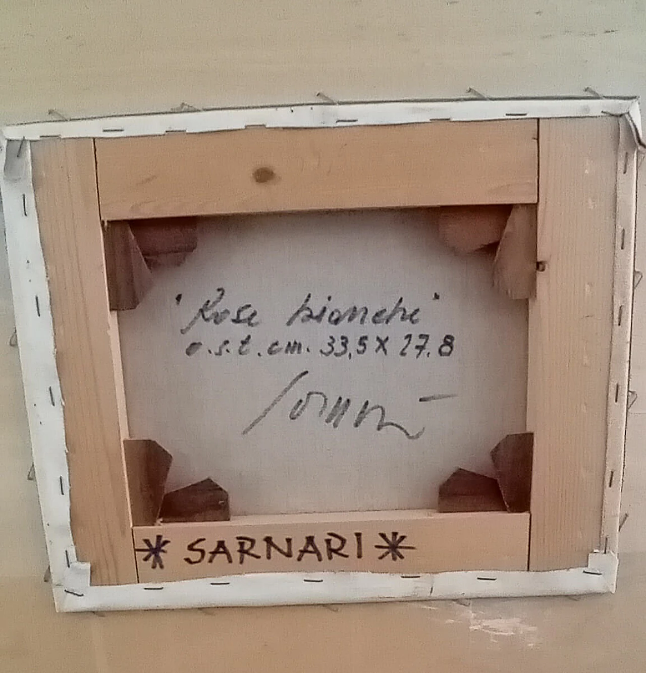 Franco Sarnari, Rose bianche, dipinto a olio su tela, anni '80 5