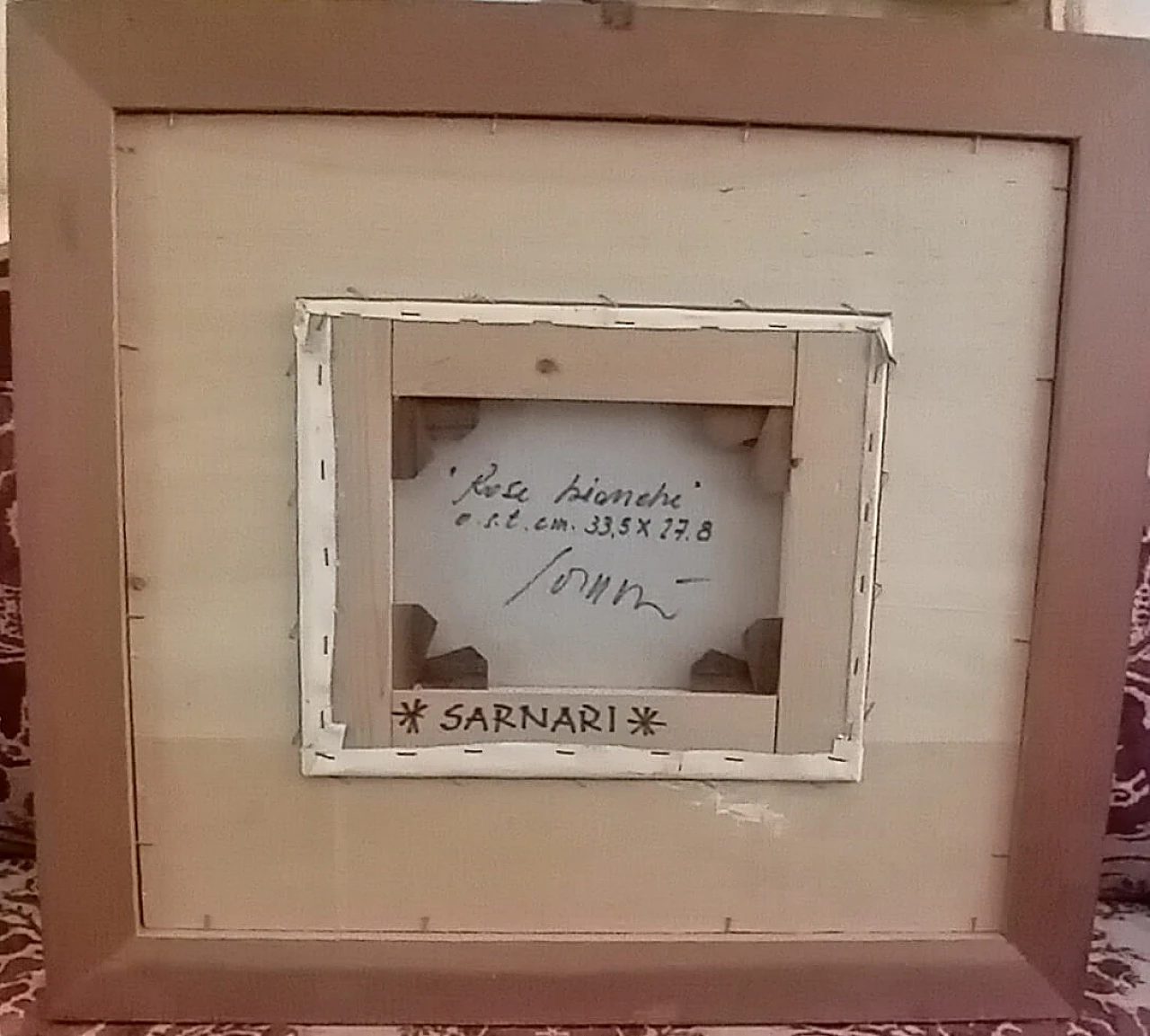 Franco Sarnari, Rose bianche, dipinto a olio su tela, anni '80 6