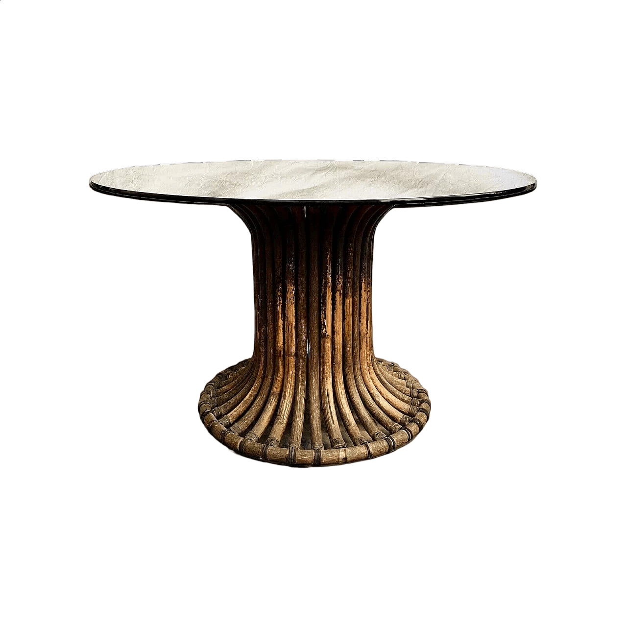 Tavolo in bambù e cristallo fumé attribuito a Vittorio Bonacina, anni '60 8