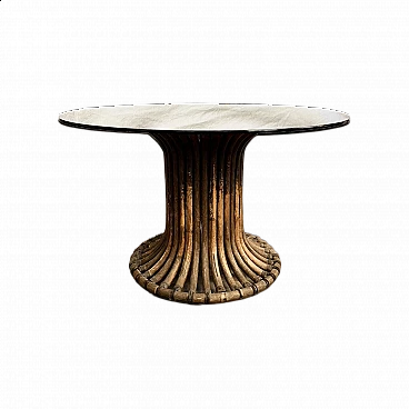 Tavolo in bambù e cristallo fumé attribuito a Vittorio Bonacina, anni '60