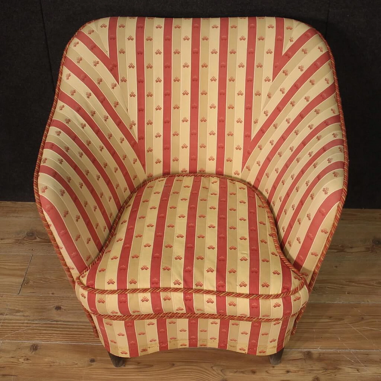 Pair of armchairs and fabric sofa in the style of Gio Ponti, 1960s 5