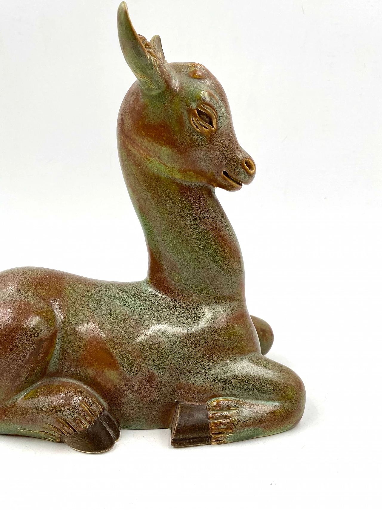 Crouching deer by Giovanni Gariboldi for Richard Ginori, 1940s 8