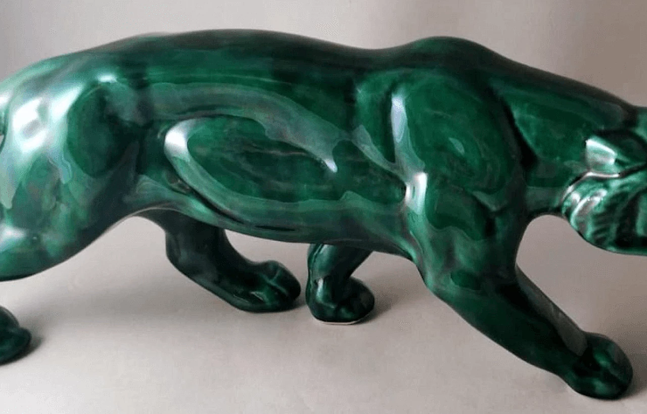 Art Deco green glazed ceramic panther sculpture, 1930s 12