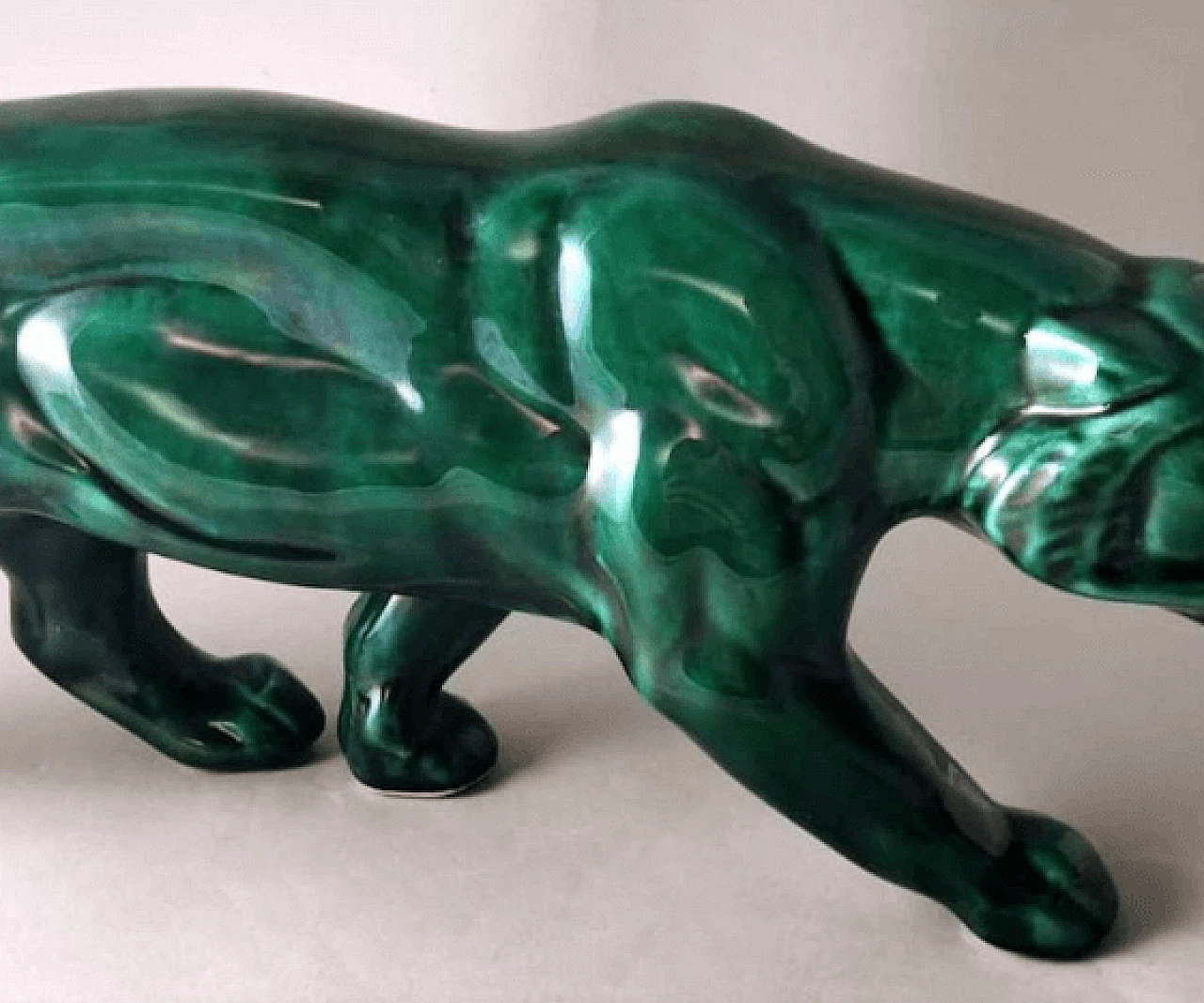 Art Deco green glazed ceramic panther sculpture, 1930s 13