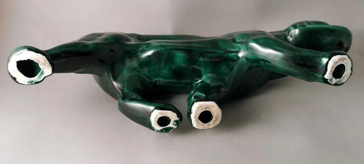 Art Deco green glazed ceramic panther sculpture, 1930s 15
