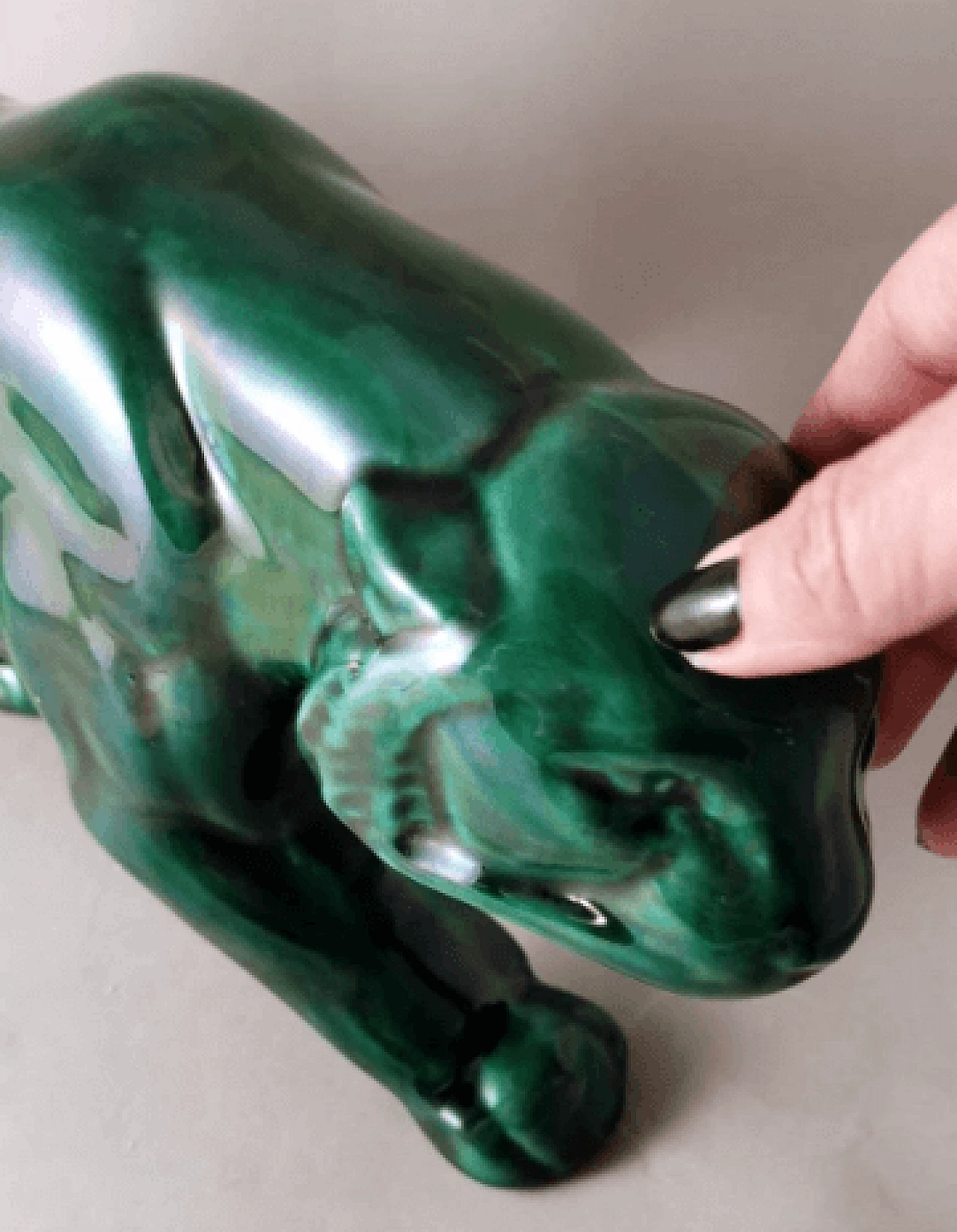 Art Deco green glazed ceramic panther sculpture, 1930s 18