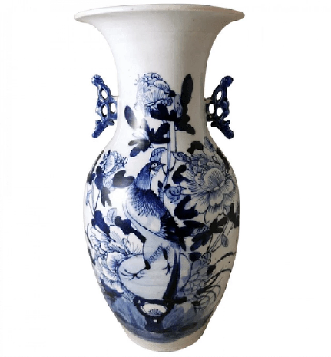 Vaso a balaustro cinese in porcellana con decoro blu cobalto, fine '800 1