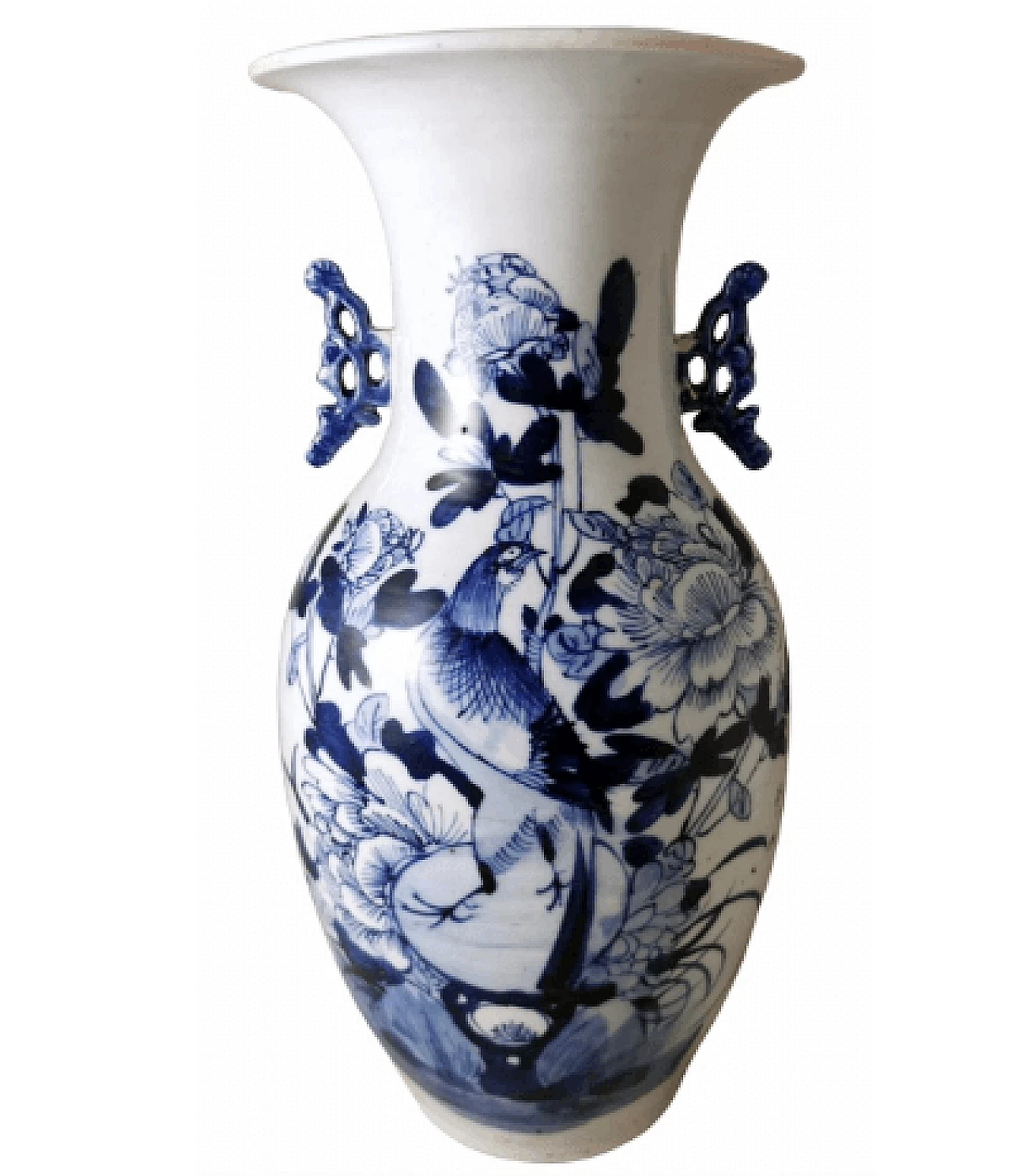 Vaso a balaustro cinese in porcellana con decoro blu cobalto, fine '800 2