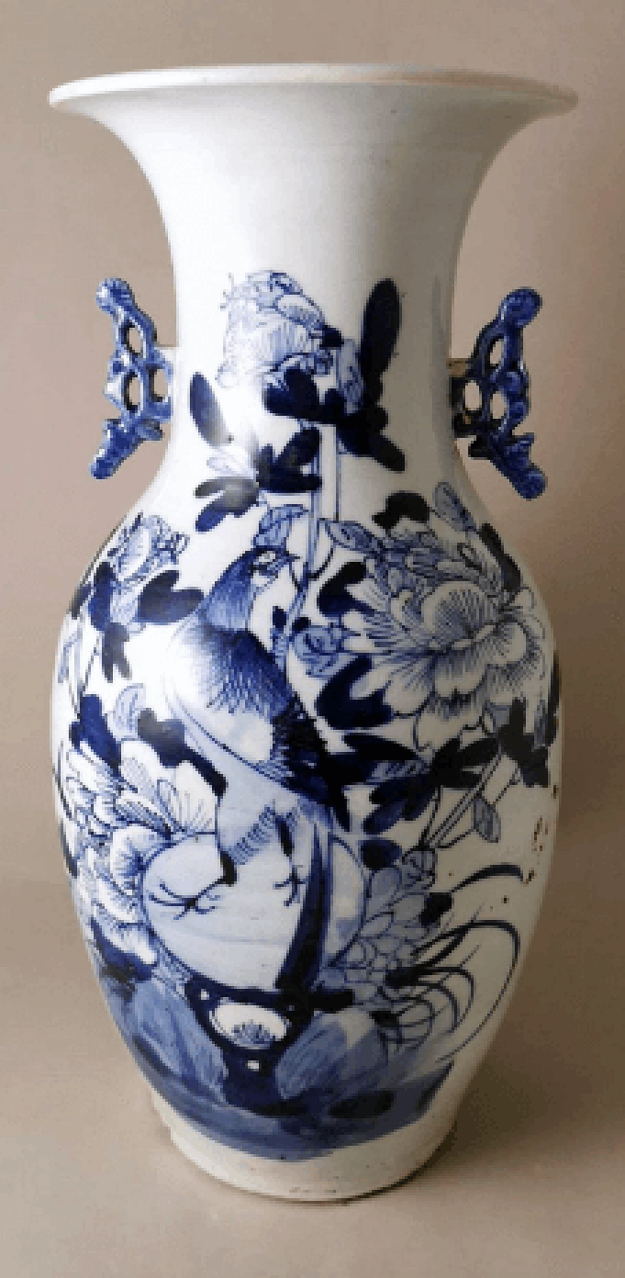 Vaso a balaustro cinese in porcellana con decoro blu cobalto, fine '800 3