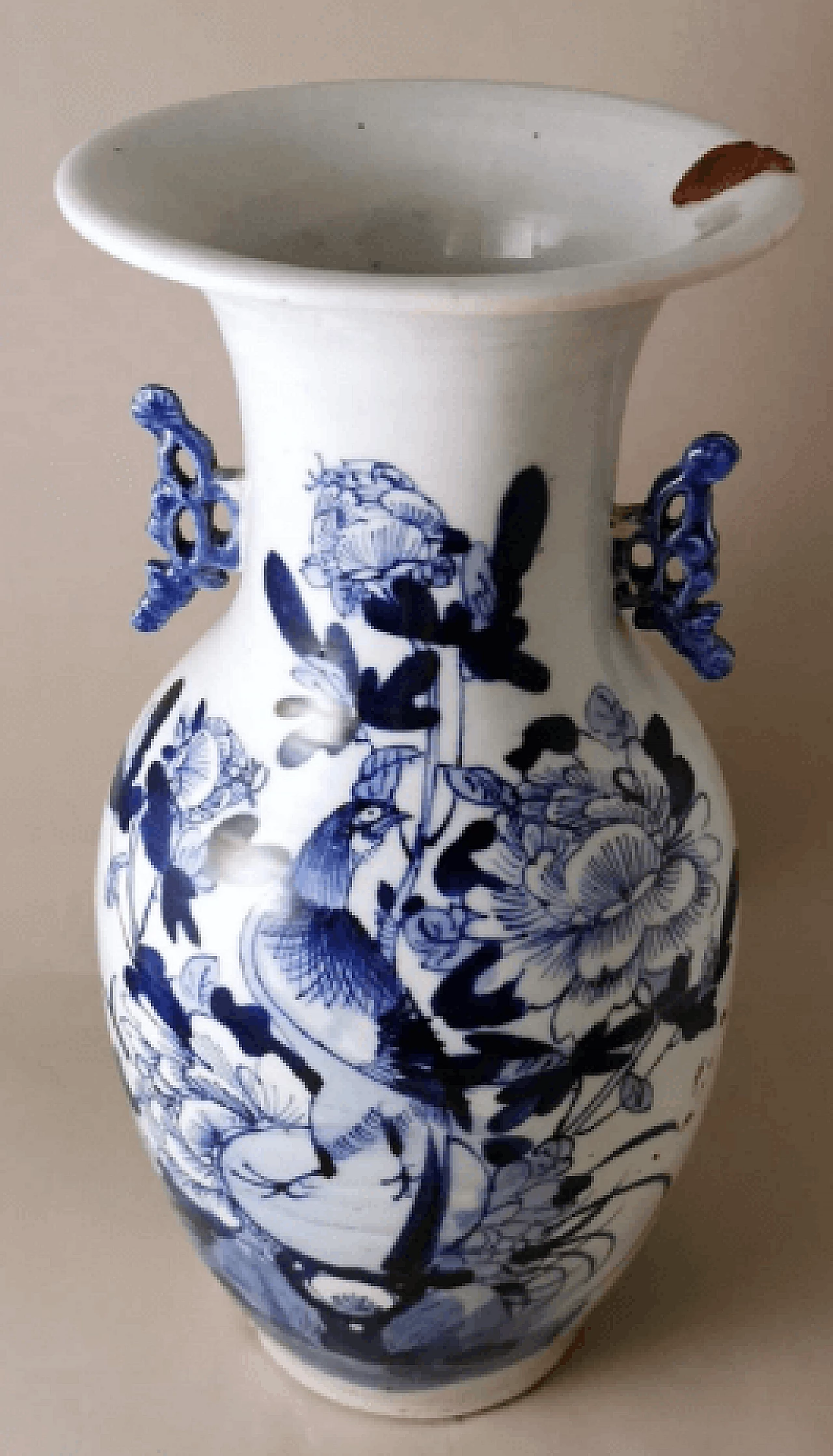 Vaso a balaustro cinese in porcellana con decoro blu cobalto, fine '800 5