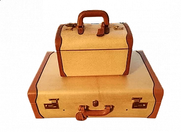 Parchment suitcase and beauty case, 1980s