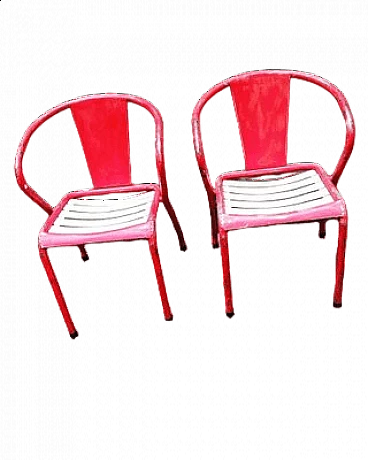 Coppia di sedie T5 in ferro di Xavier Pauchard per Tolix, anni '50