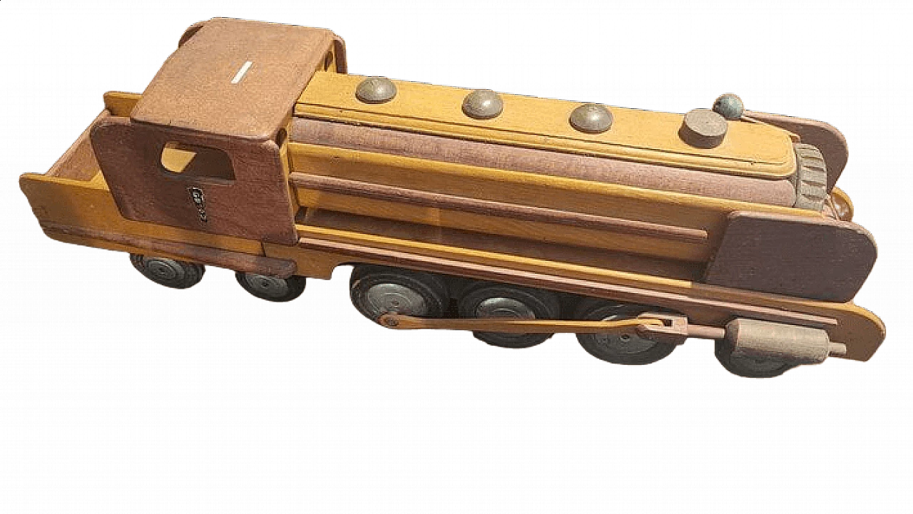 Wooden toy train by Dejou, 1950s 6