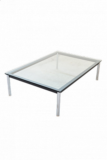 LCD 10 coffee table in chrome-plated steel and tempered glass by Le Corbusier for Cassina, 1970s