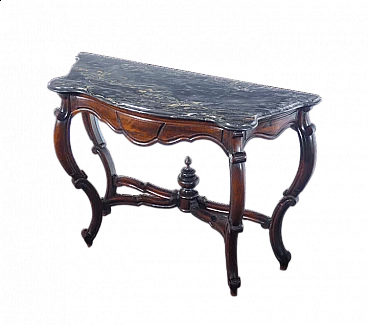 Louis Philippe walnut console with polychrome marble top, 19th century