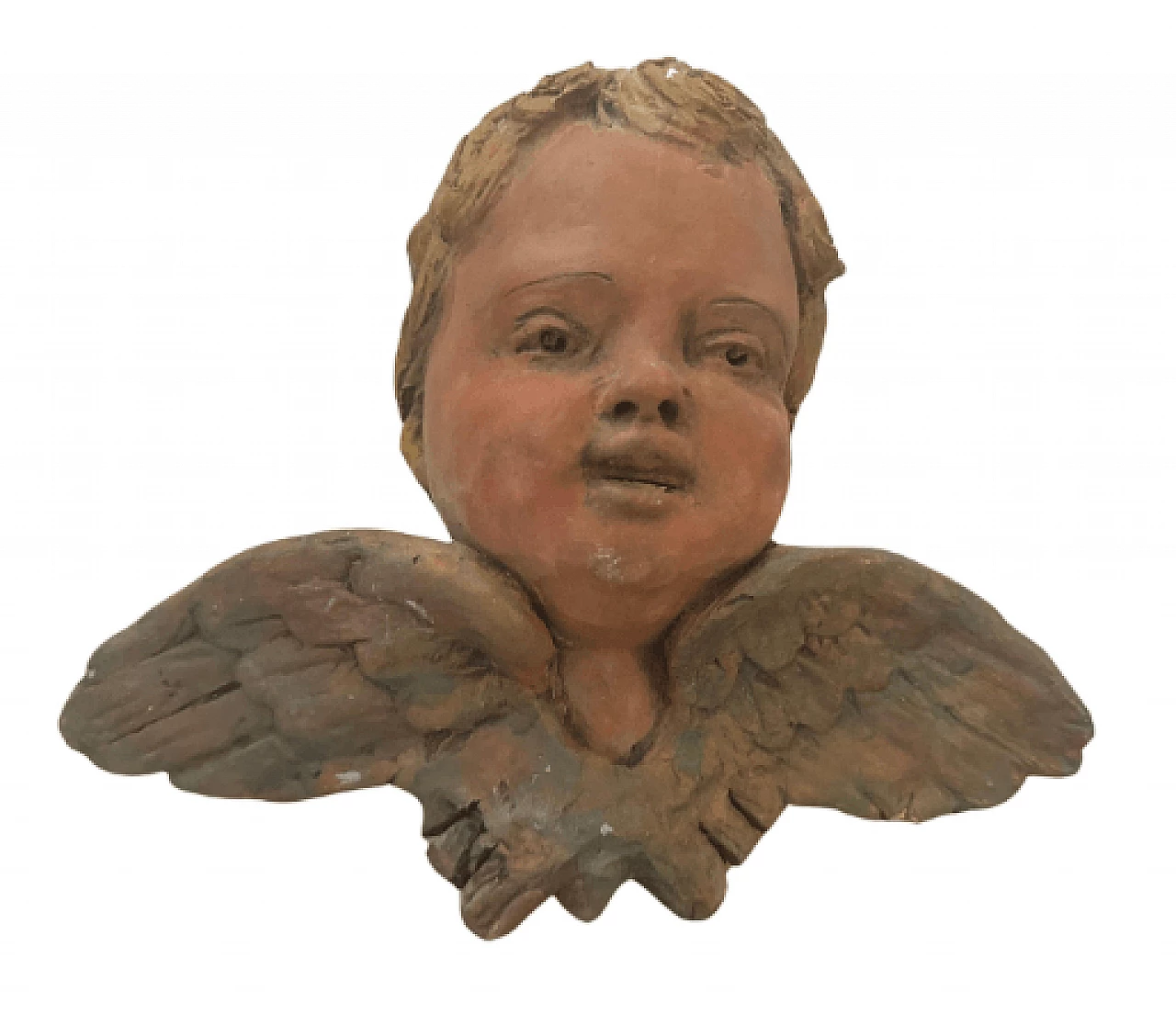 Sicilian Baroque style terracotta putto head sculpture, 1930s 1