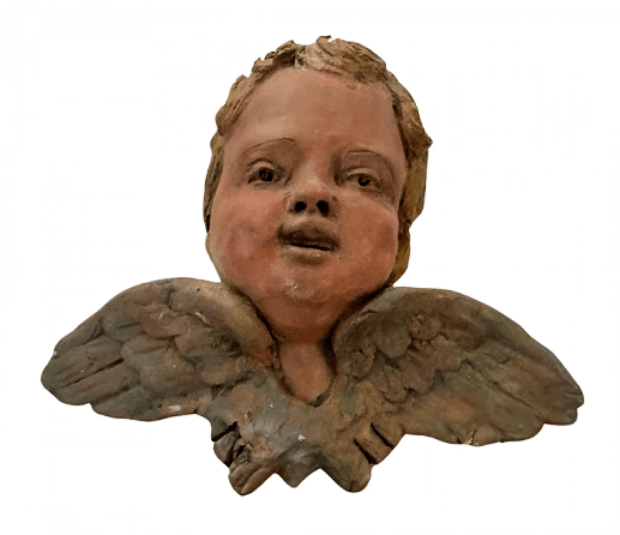 Sicilian Baroque style terracotta putto head sculpture, 1930s 2