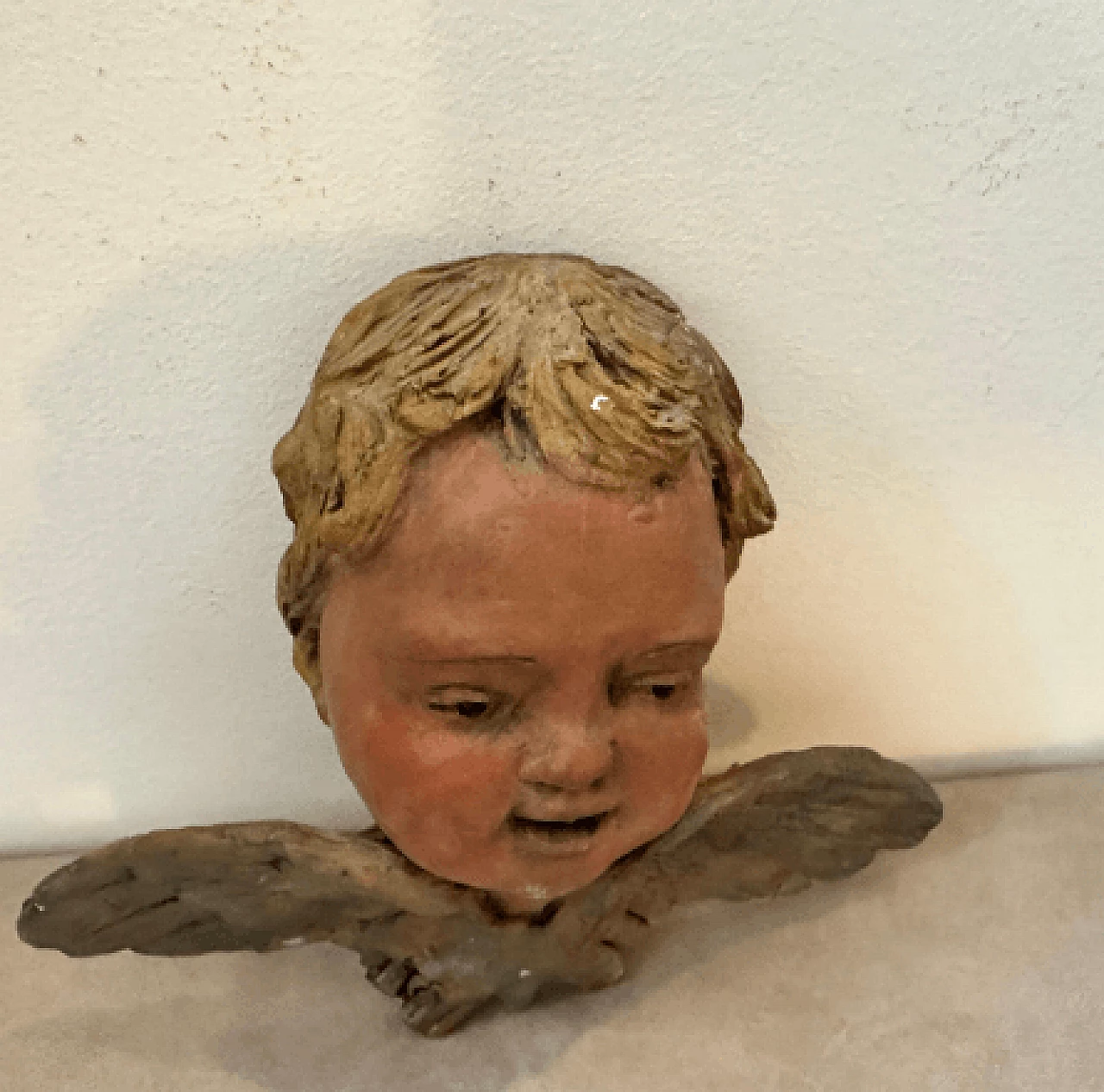 Sicilian Baroque style terracotta putto head sculpture, 1930s 3