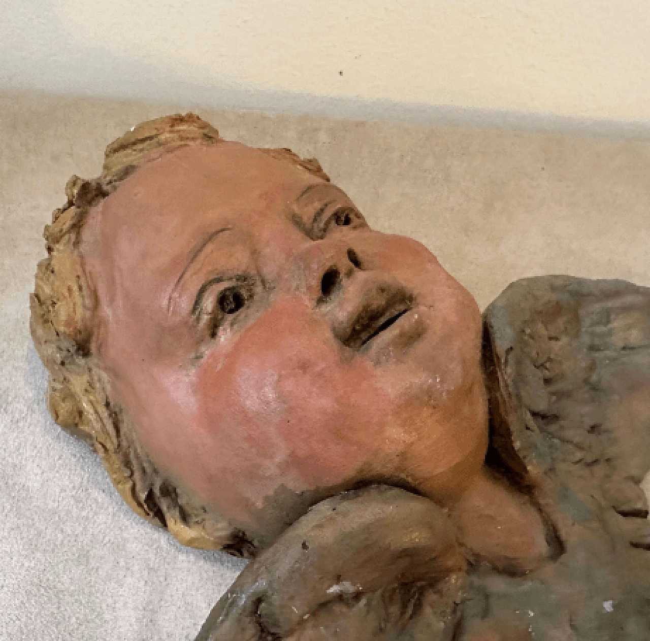 Sicilian Baroque style terracotta putto head sculpture, 1930s 4