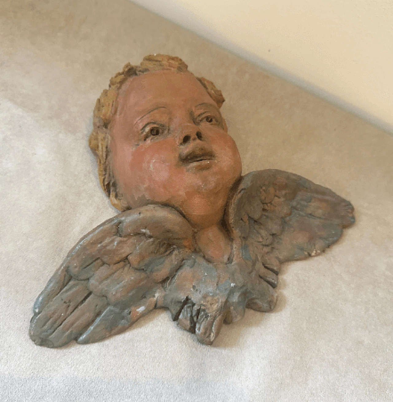 Sicilian Baroque style terracotta putto head sculpture, 1930s 5