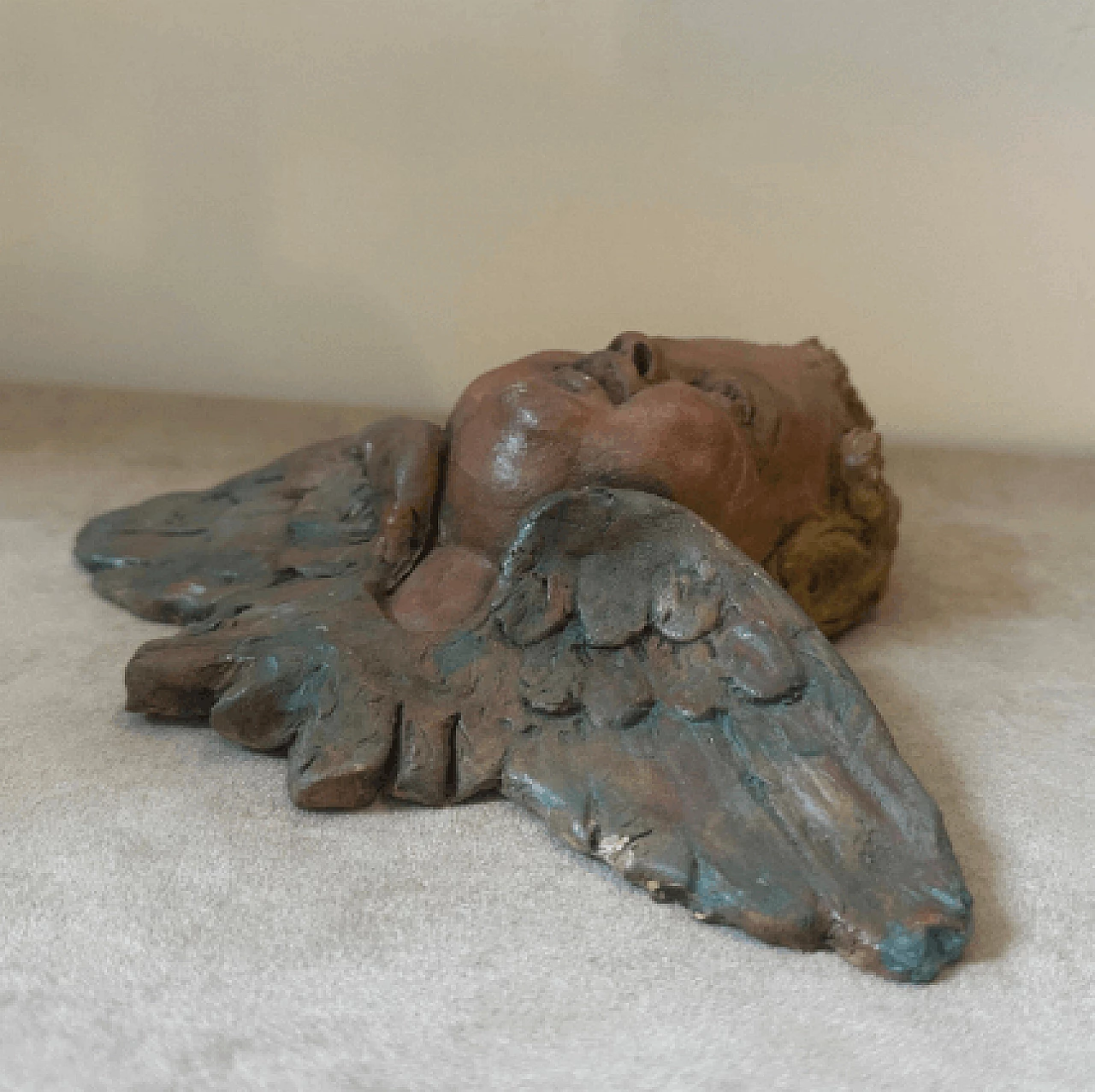 Sicilian Baroque style terracotta putto head sculpture, 1930s 9