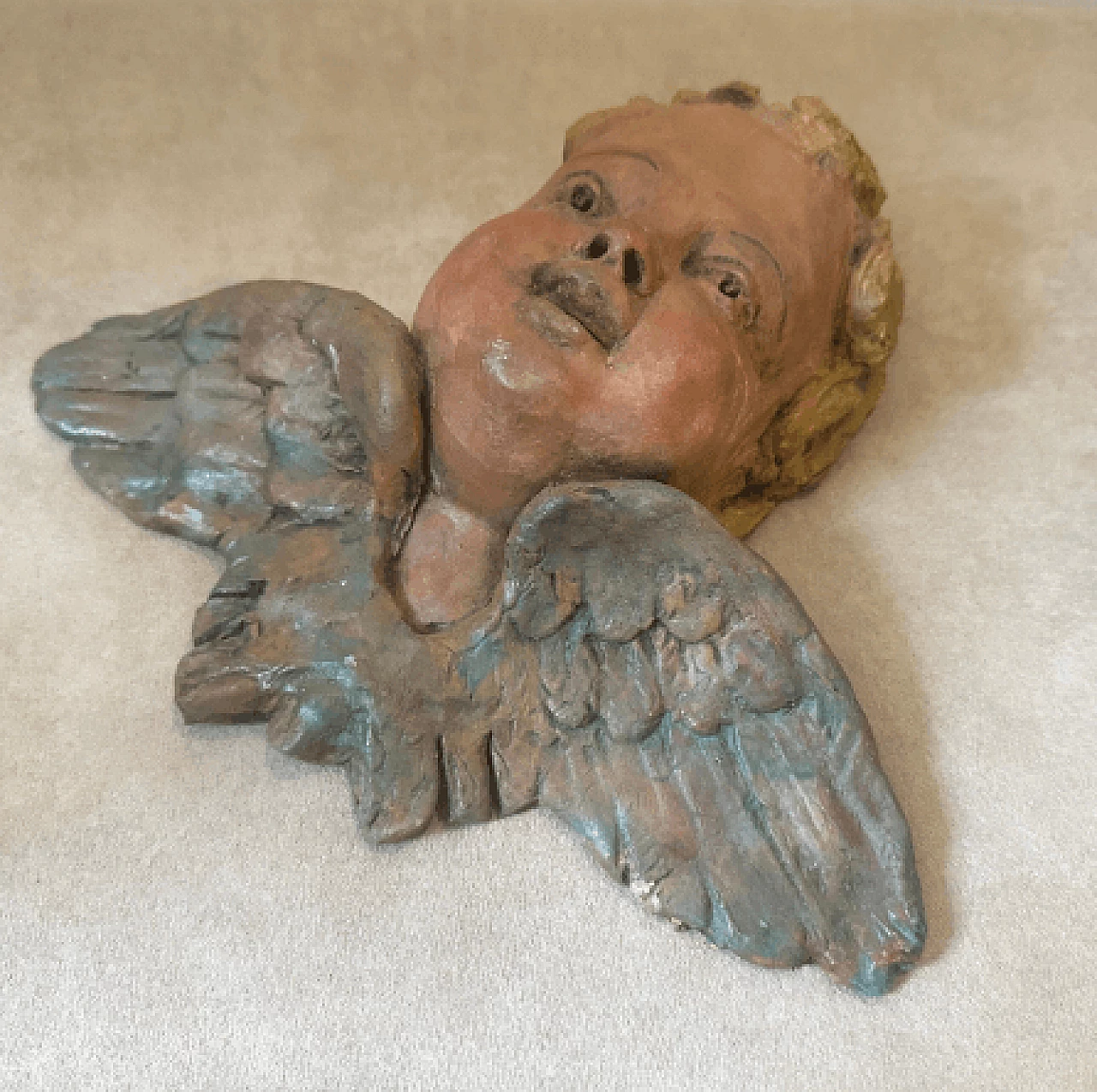 Sicilian Baroque style terracotta putto head sculpture, 1930s 10