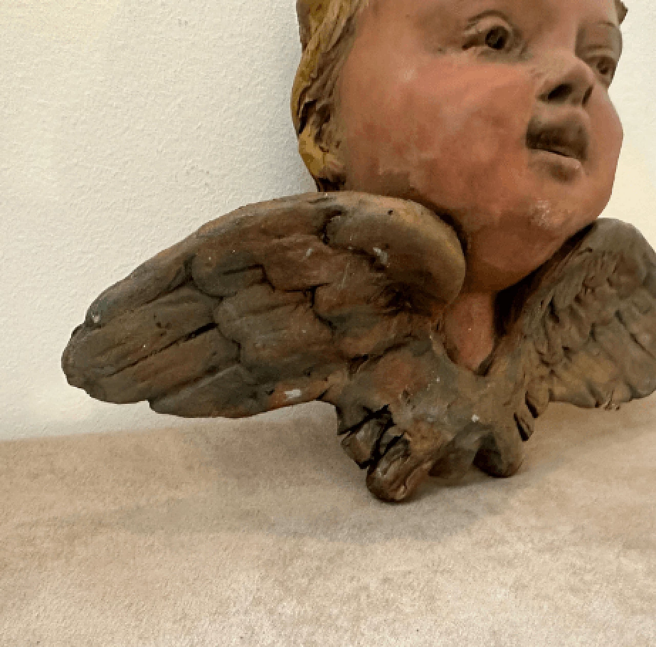 Sicilian Baroque style terracotta putto head sculpture, 1930s 11