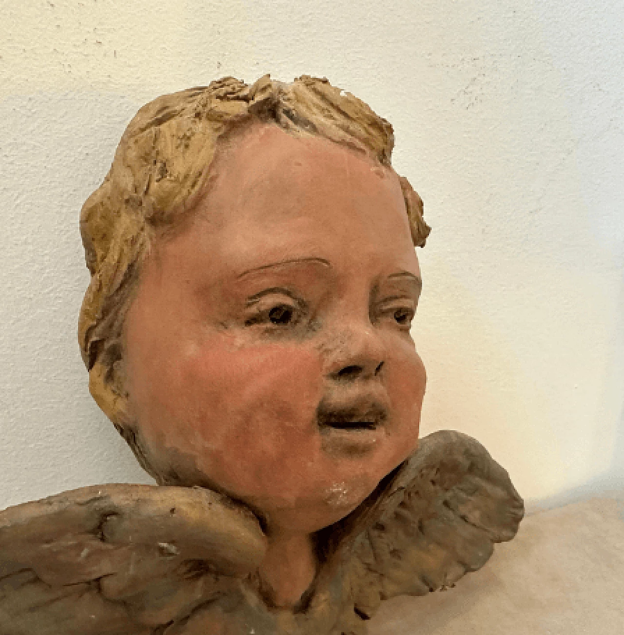 Sicilian Baroque style terracotta putto head sculpture, 1930s 12