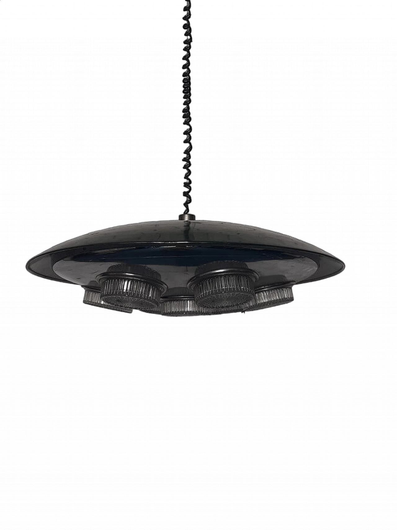 Lampadario a sospensione in ferro verniciato a sette luci, anni '60 14