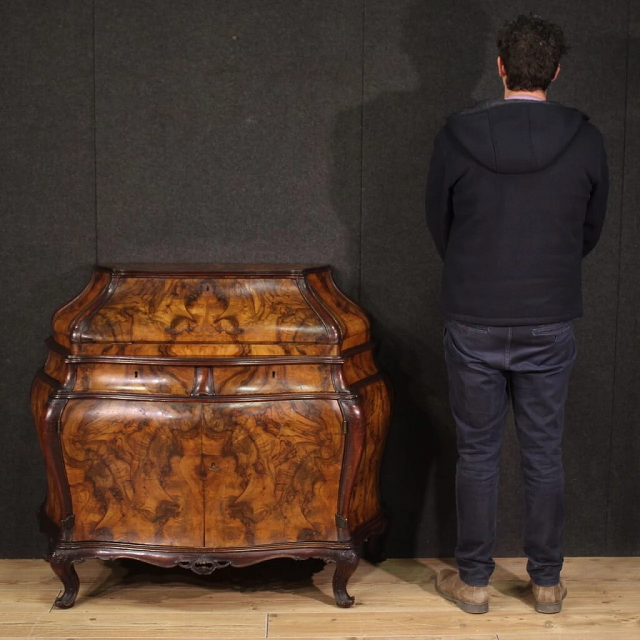 Walnut, briar and beech urn flap desk, 1960s 3