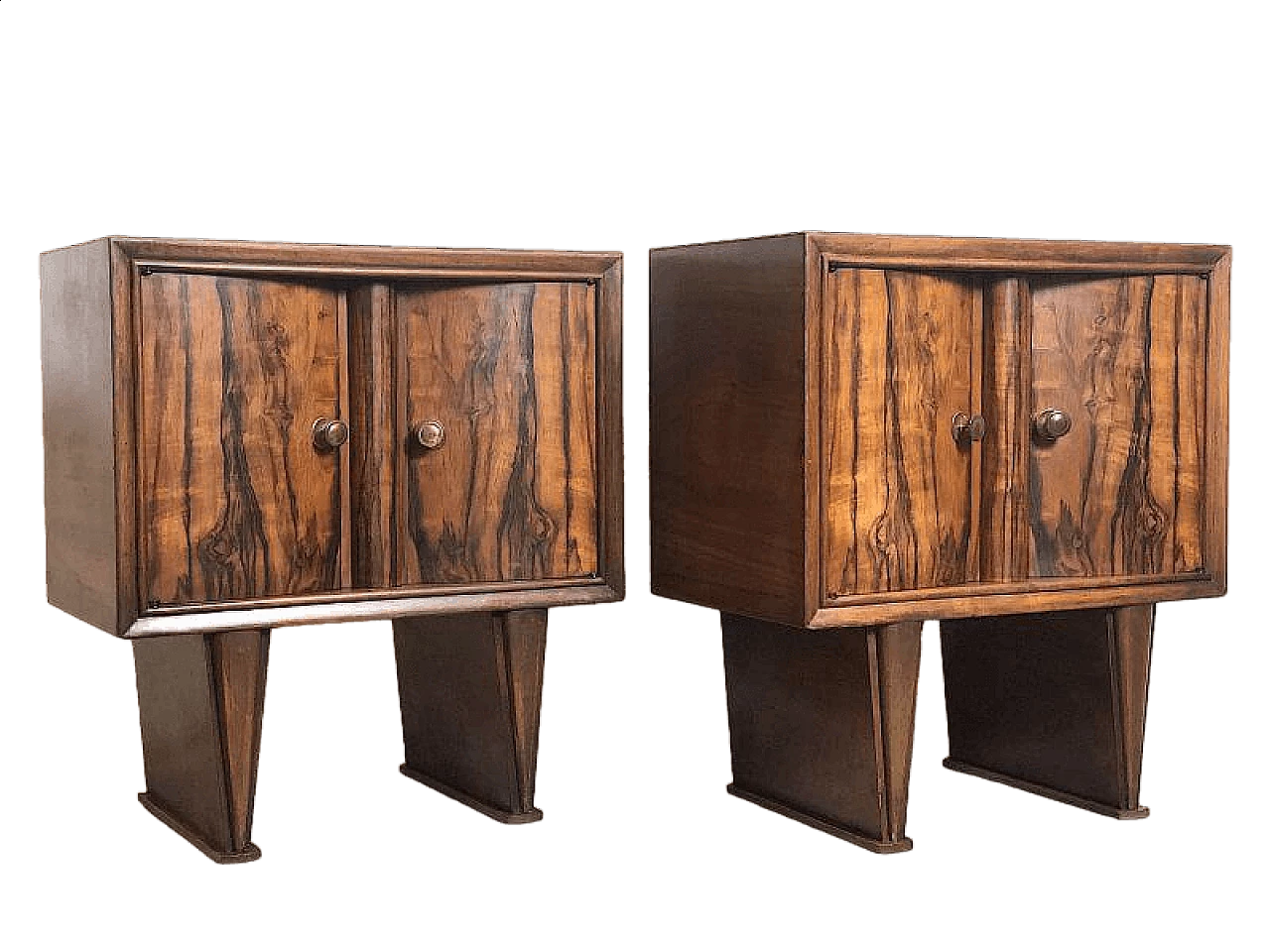 Pair of Art Deco beech and briar-root bedside tables, 1940s 16