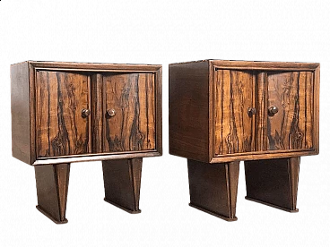 Pair of Art Deco beech and briar-root bedside tables, 1940s