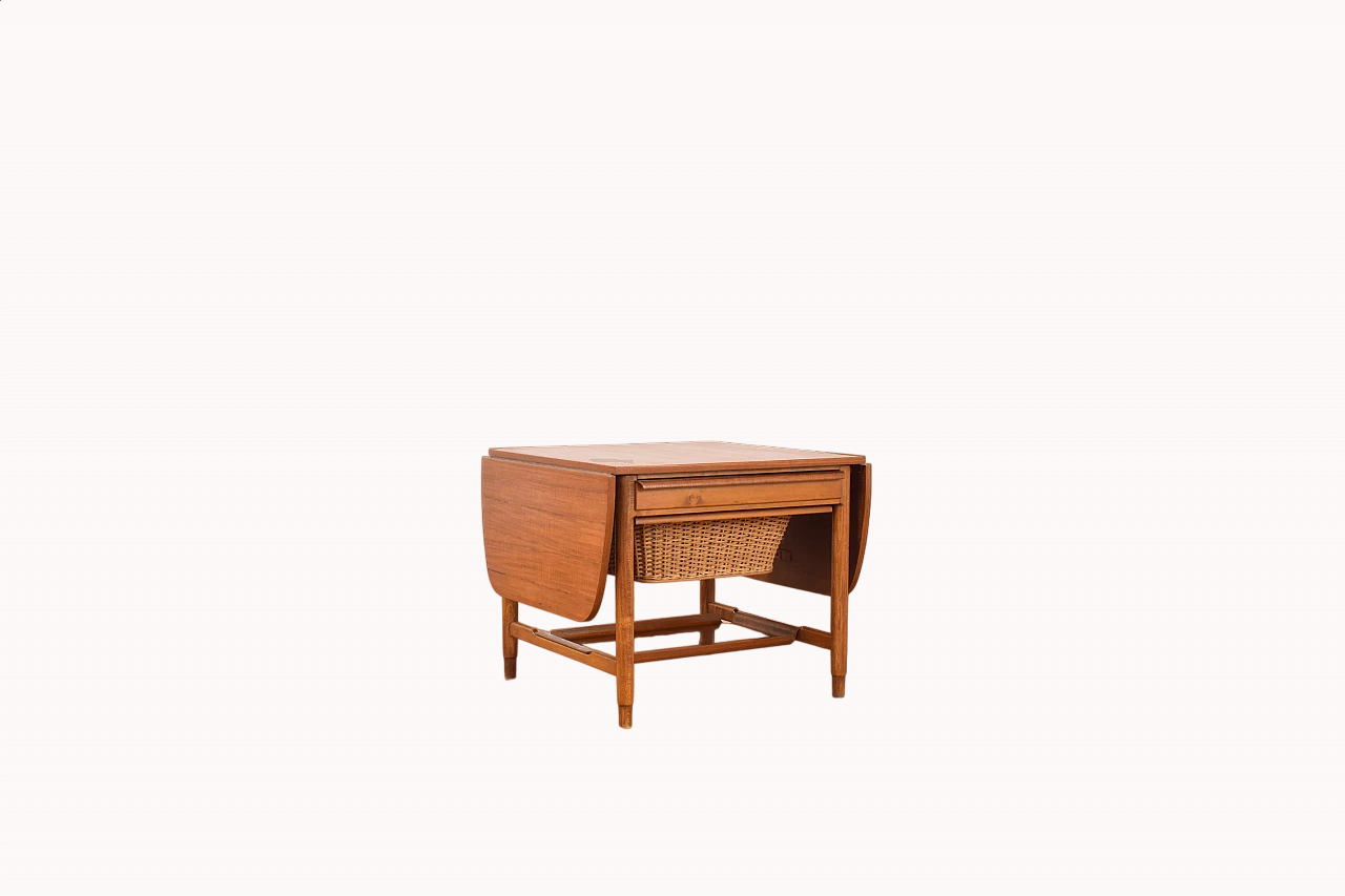 Teak and beech sewing table by Bertil Fridhagen for Bodafors, 1960s 12