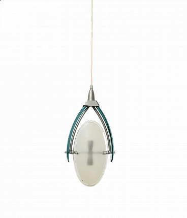 Lampadario in cristallo con vetri basculanti nello stile di Max Ingrand, anni '60