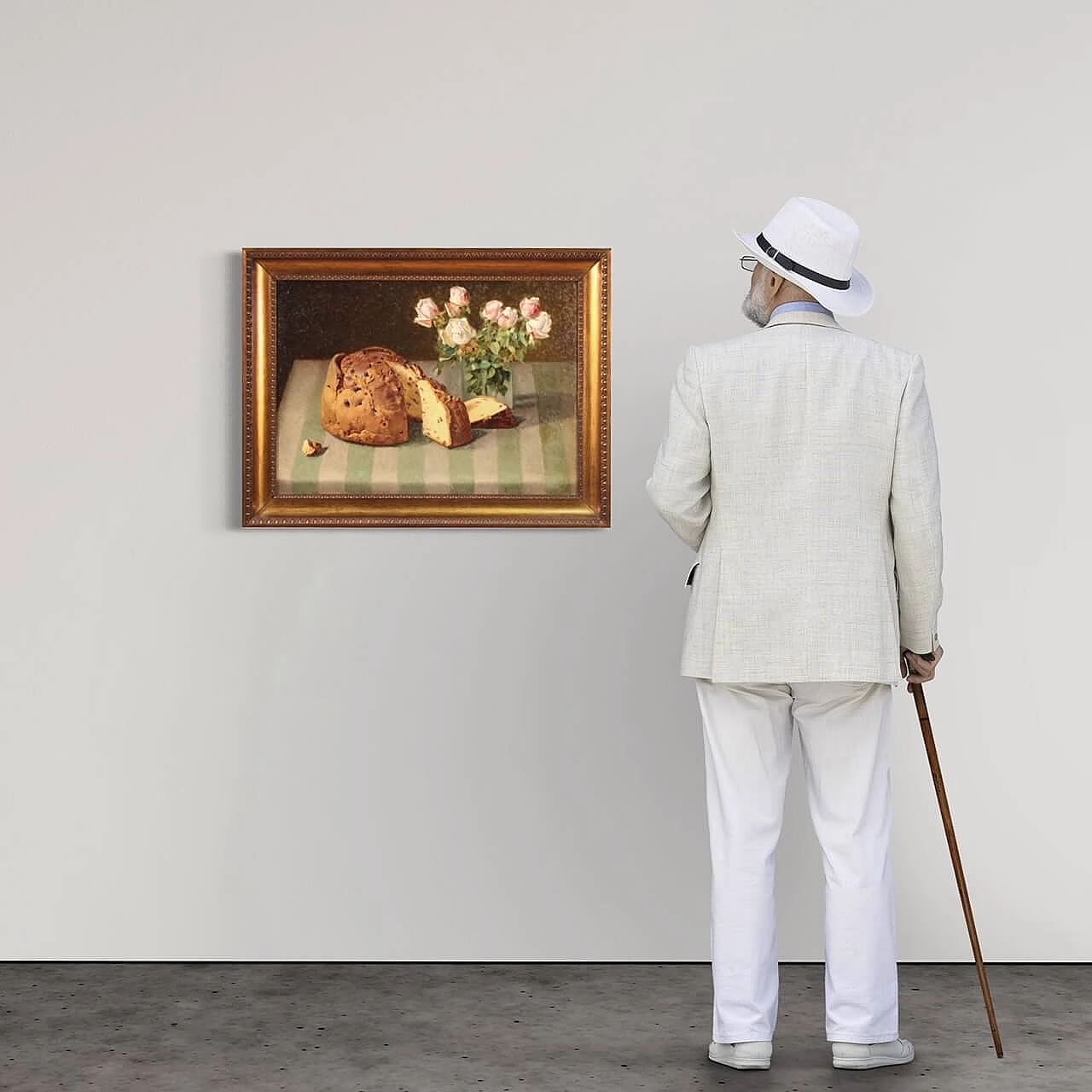 Tavolo con fiori e panettone, olio su cartone, 1934 2