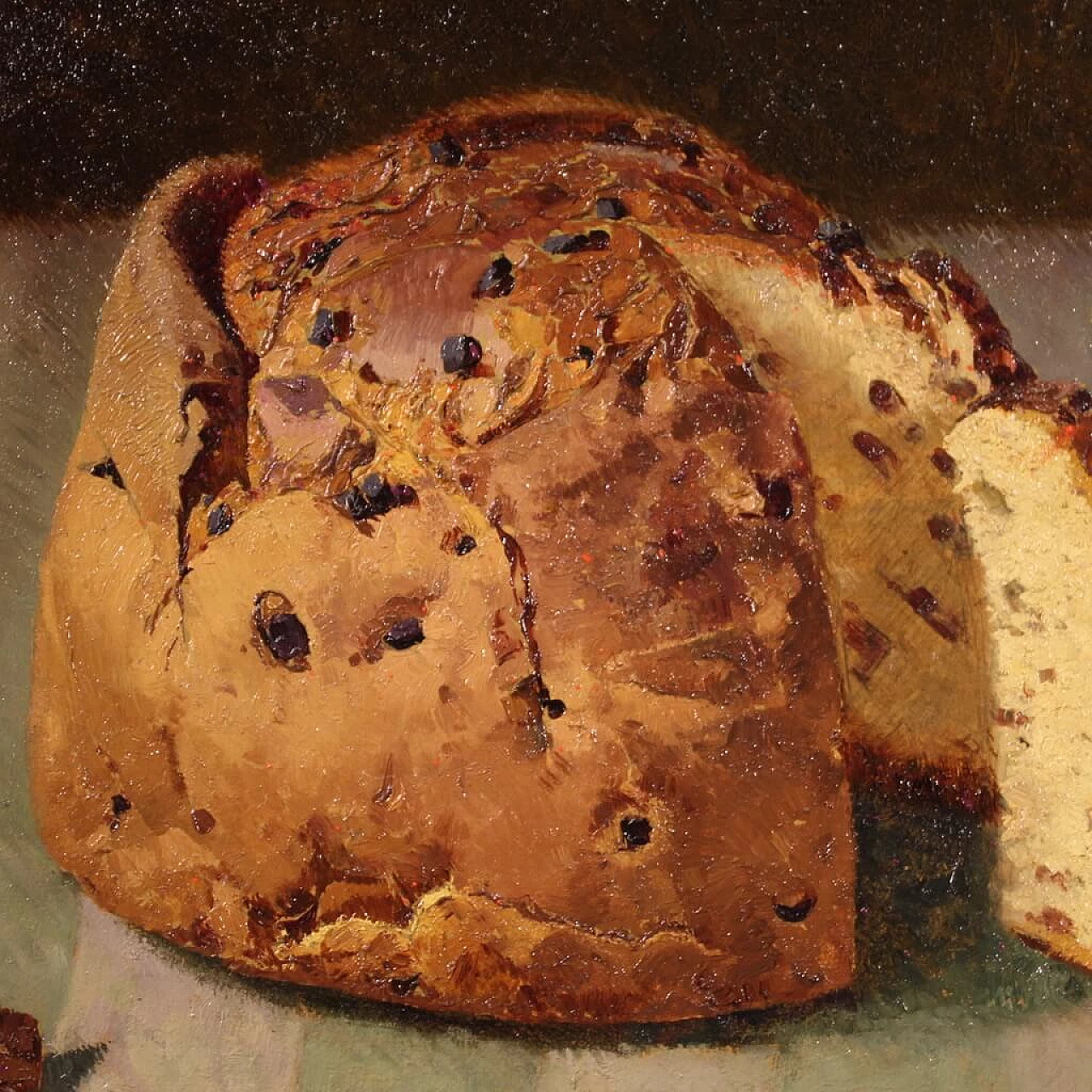 Tavolo con fiori e panettone, olio su cartone, 1934 6