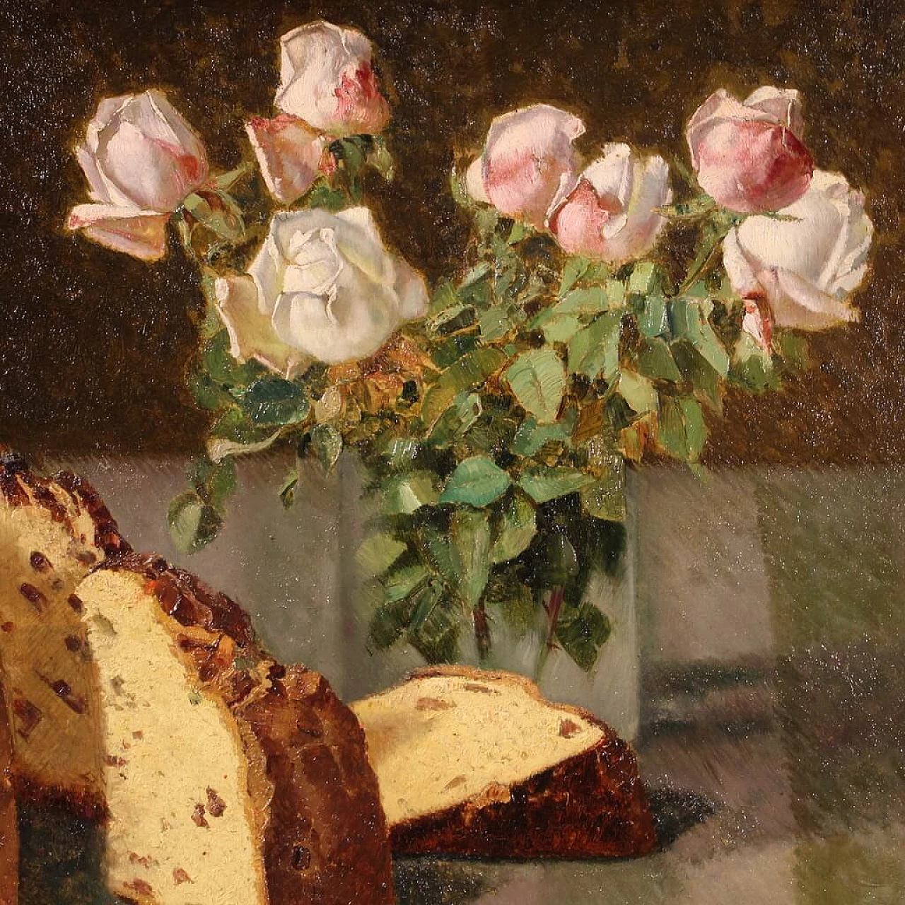 Tavolo con fiori e panettone, olio su cartone, 1934 7