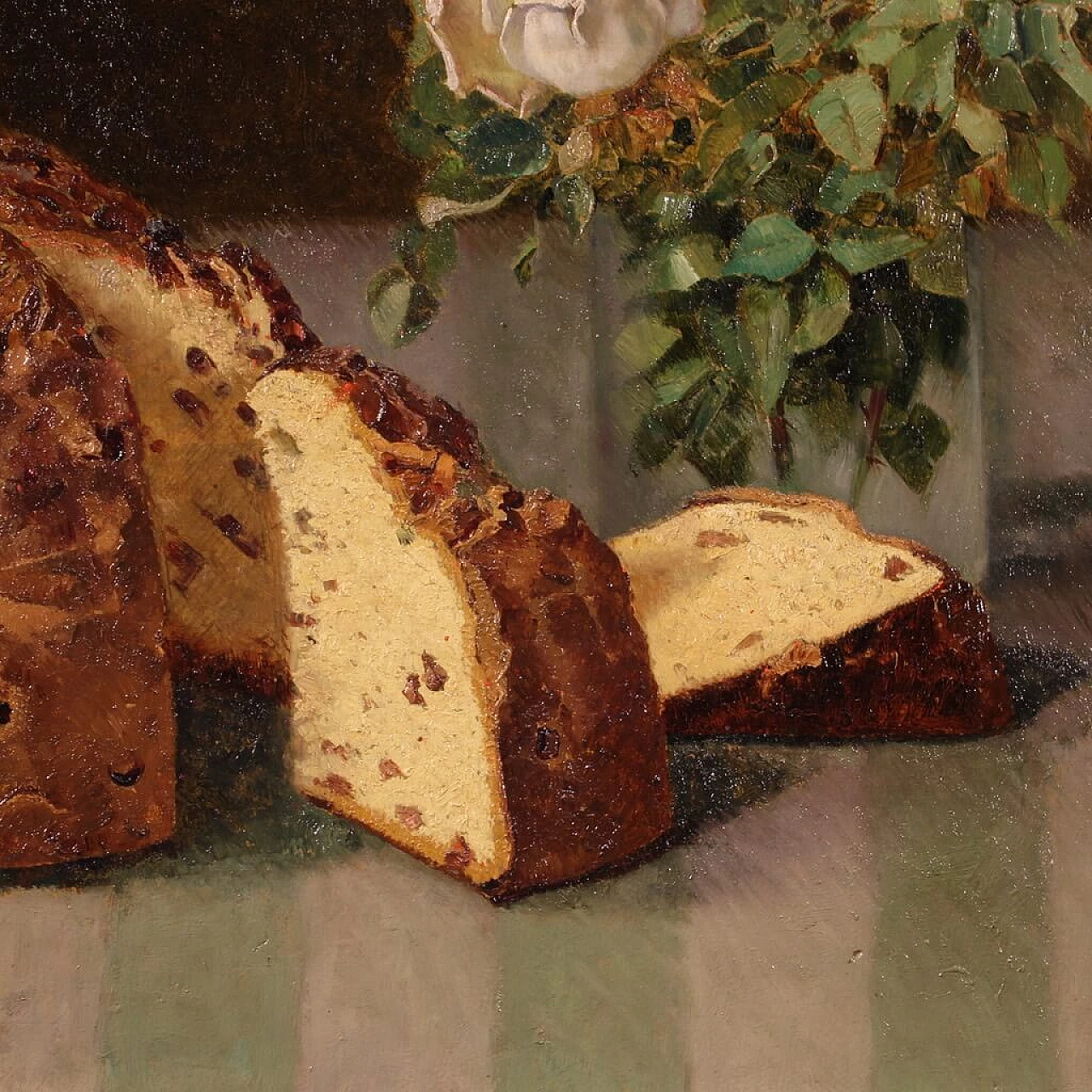 Tavolo con fiori e panettone, olio su cartone, 1934 8
