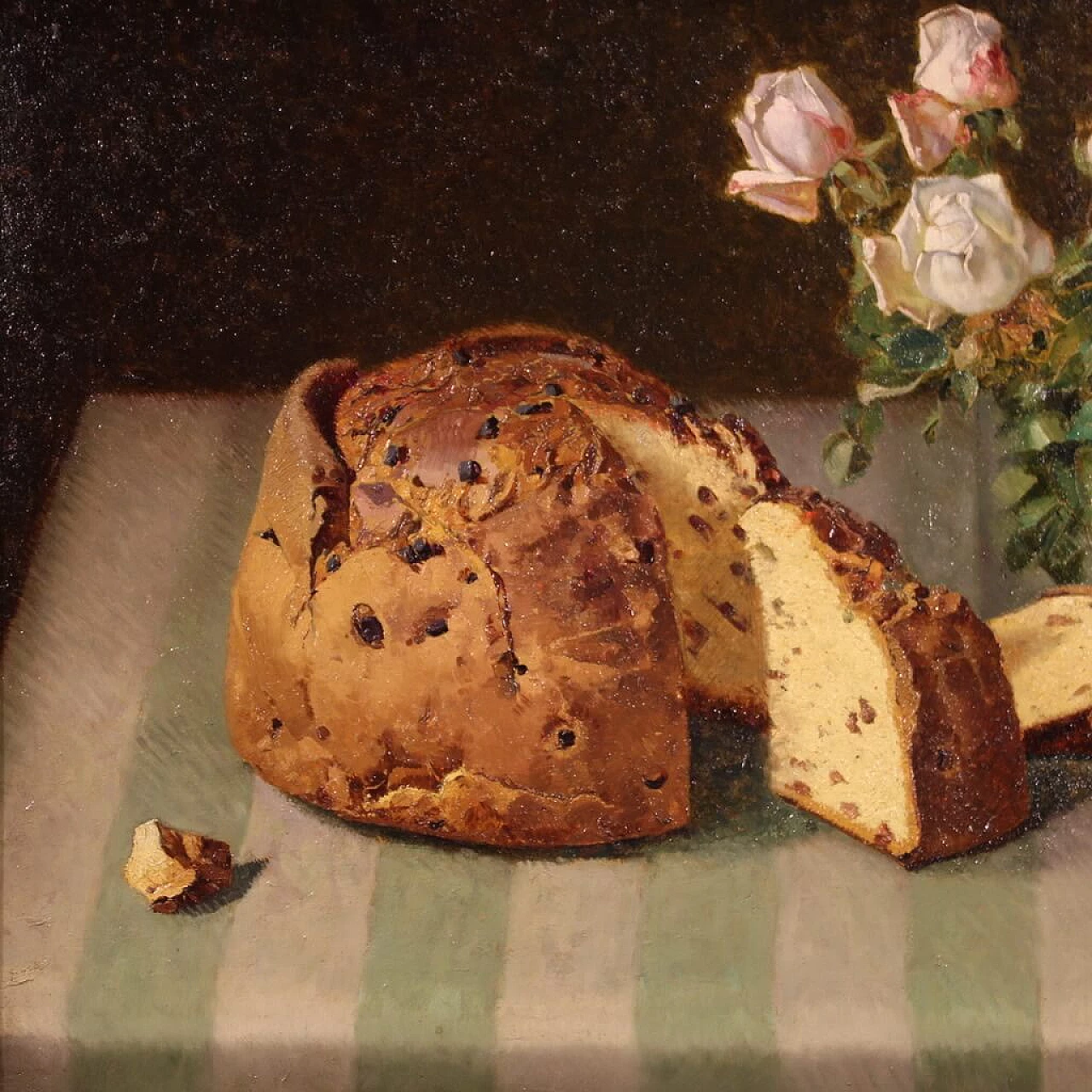 Tavolo con fiori e panettone, olio su cartone, 1934 9