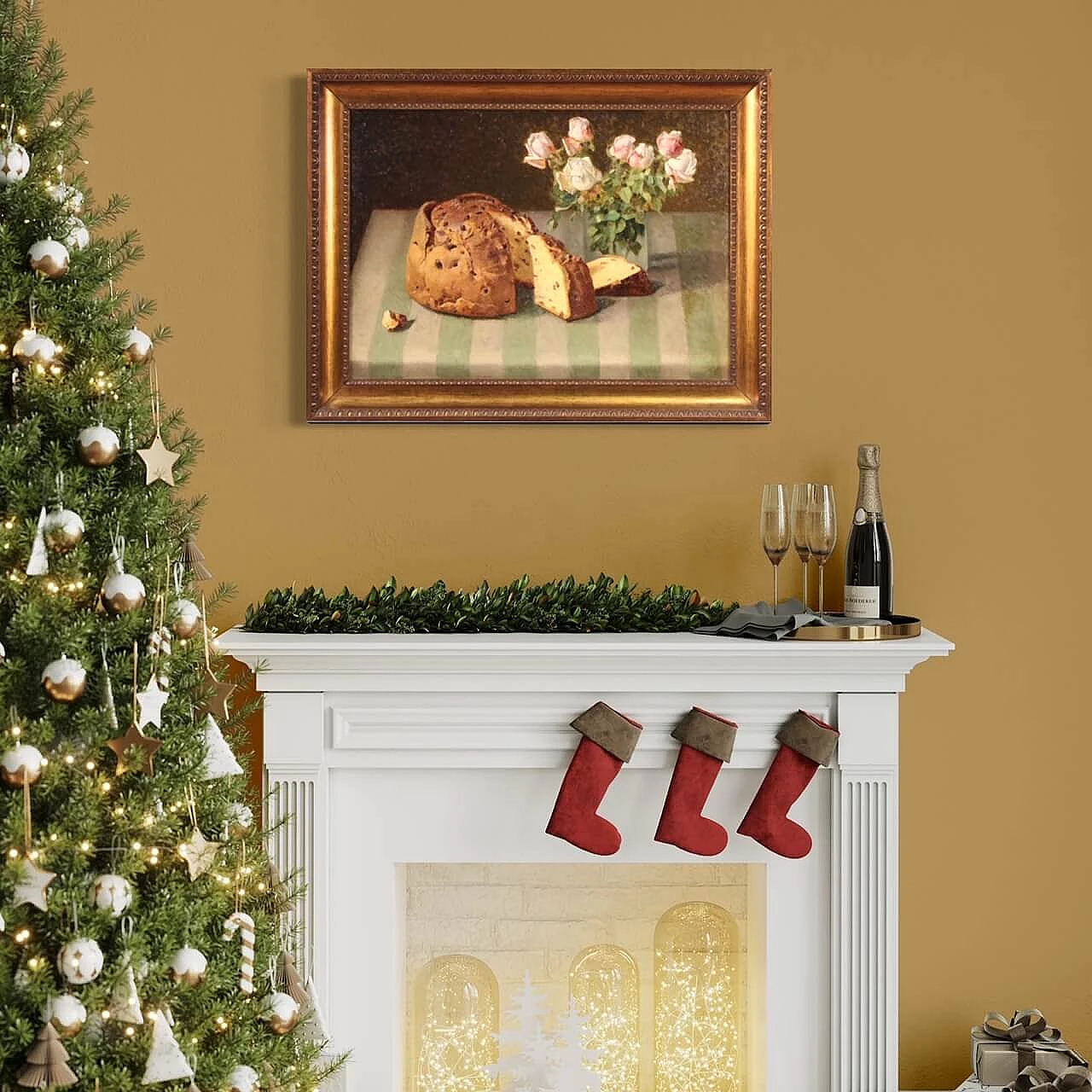 Tavolo con fiori e panettone, olio su cartone, 1934 13