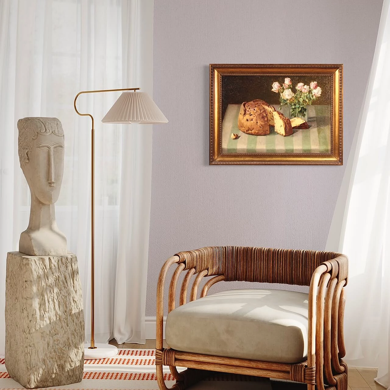 Tavolo con fiori e panettone, olio su cartone, 1934 14