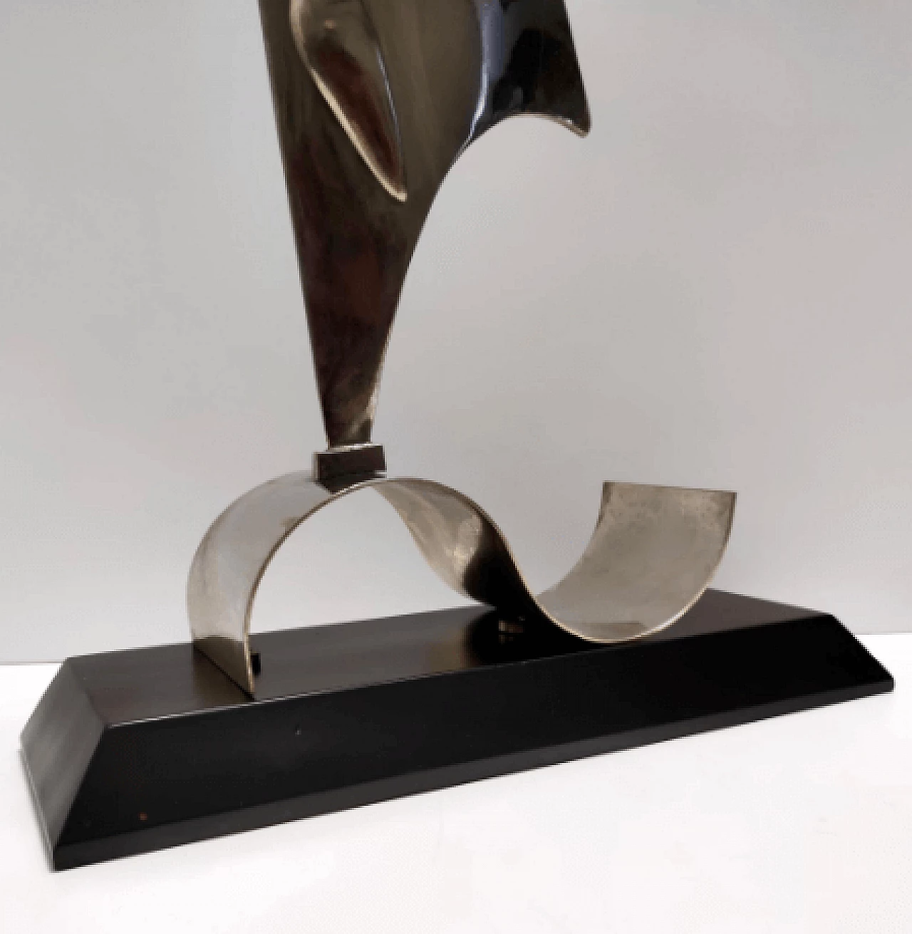 Nickel-plated brass sailboat and seagulls sculpture, 1940s 11